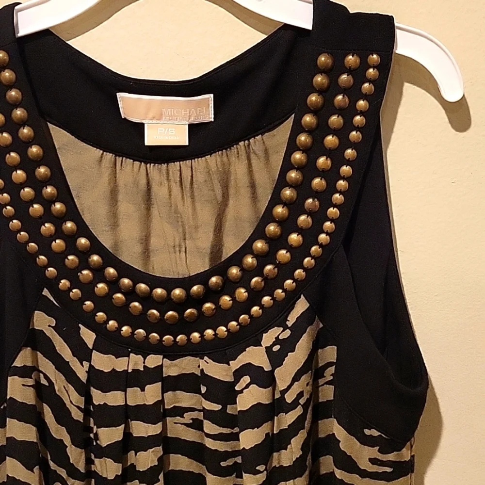 ❤️ MICHAEL MICHAEL KORS TANK DRESS WITH BRASS TONE BEAD STUDDED NECKLINE